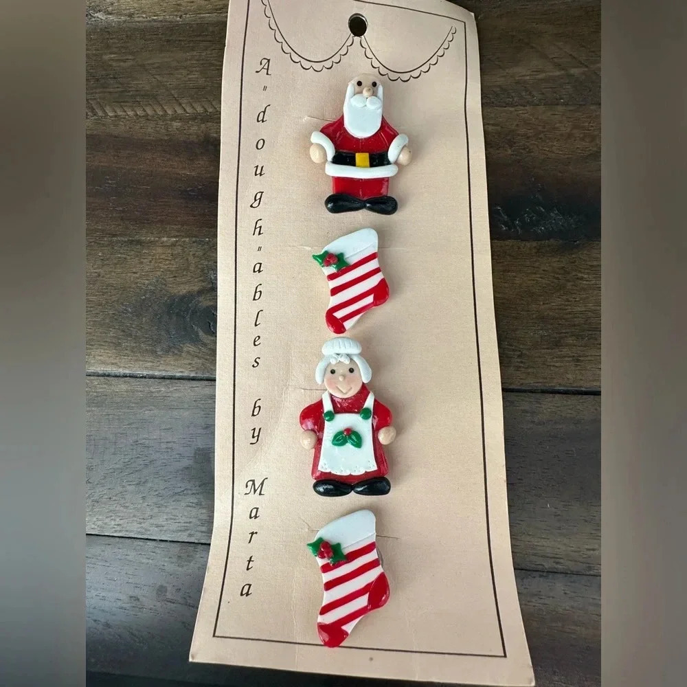 Vintage Christmas Santa Mrs. Claus Button Covers classy fun attire